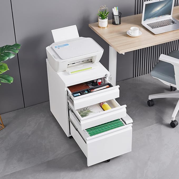 3-Drawer Lockable Mobile File Cabinet – Metal A4/Letter/Legal Size Storage - Image 9