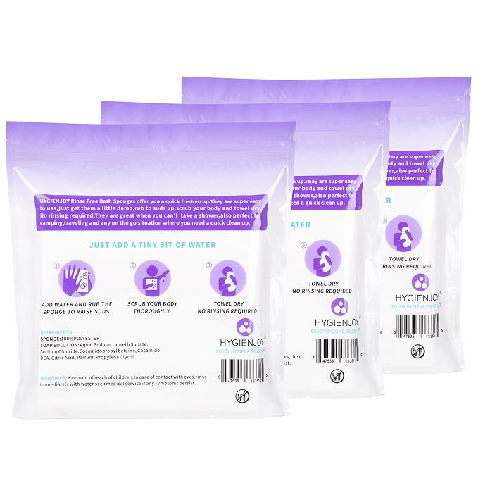 HYGIENJOY-21% Larger Rinse Free Bath Sponges - Image 2