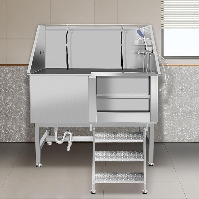 50" Dog Washing Station, Professional Stainless Steel Dog Bathing Station - Image 9