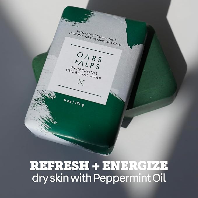 Oars + Alps Peppermint Charcoal Exfoliating Bar Soap - Image 3