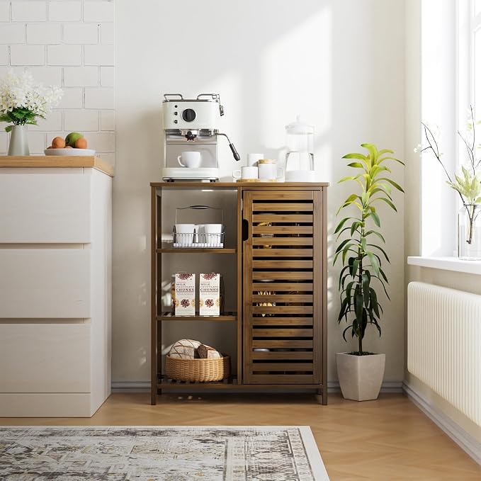 HITNET Bathroom Storage Cabinet Bamboo, Free Standing Floor Cabinet, Kitchen - Image 7