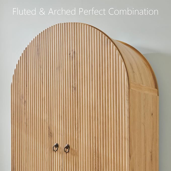 Fluted Arched Pantry Cabinet, Freestanding Morden Versatile Cupboard - Image 3