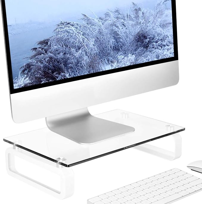 Hemudu Clear Computer Monitor Stand Riser Multi Media Desktop Stand - Image 8