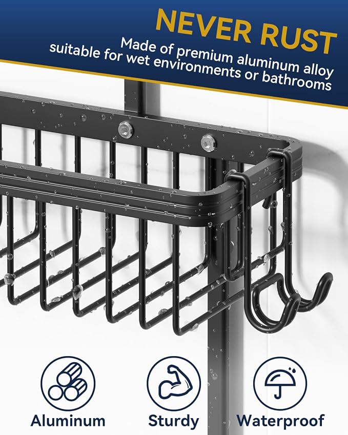 YASONIC Shower Caddy Hanging, Never Rust Shower Organizer Hanging, Aluminum - Image 4