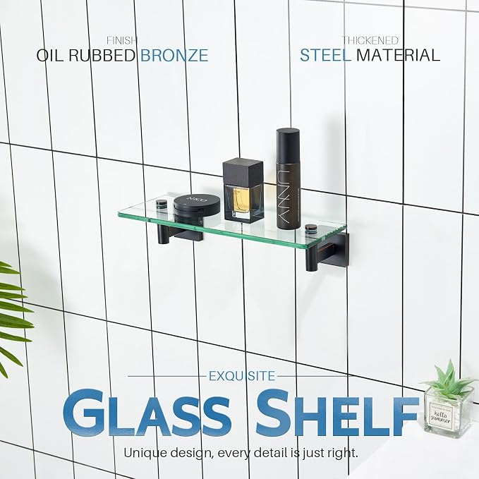 KOKOSIRI Wall Shelves Bathroom Hardware Glass Floating Shelf Small Hanging Rack - Image 3