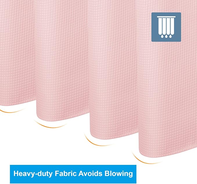AmazerBath Blush Pink Shower Curtain Fabric, Waffle Shower Curtain Heavy Duty - Image 6