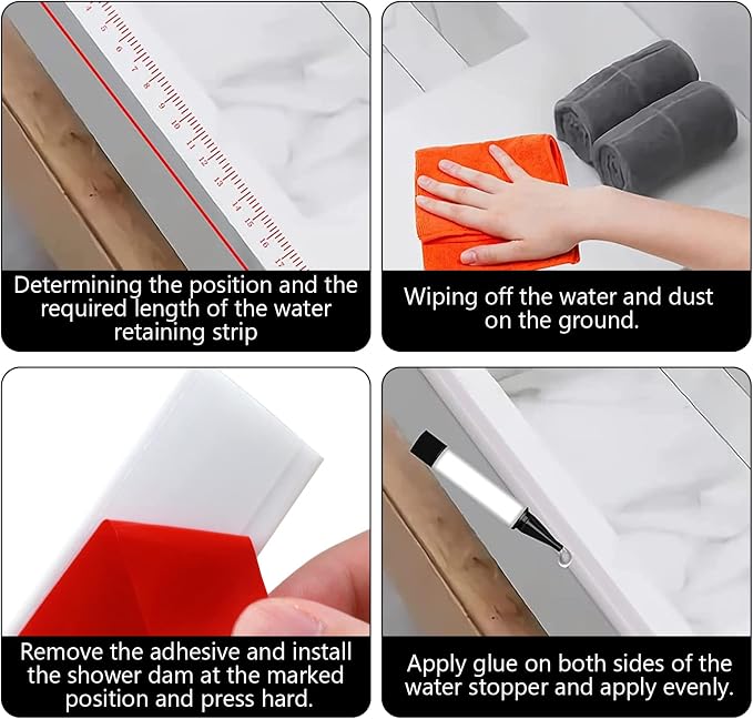 Collapsible Shower Threshold Water Dam, Shower Door Water Dam Barrier, Dry and - Image 4