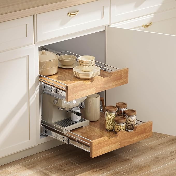 OCG Pull Out Cabinet Organizer 17" W x 21" D, 2 Tier Slide Out Shelf, - Image 5