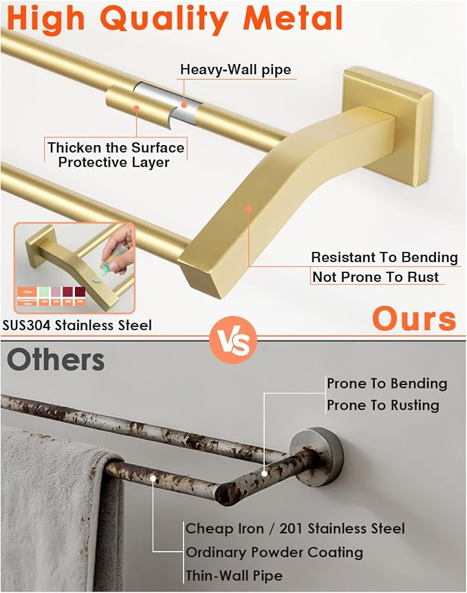 Alise Bath Double Towel Bars Towel Racks - Image 6