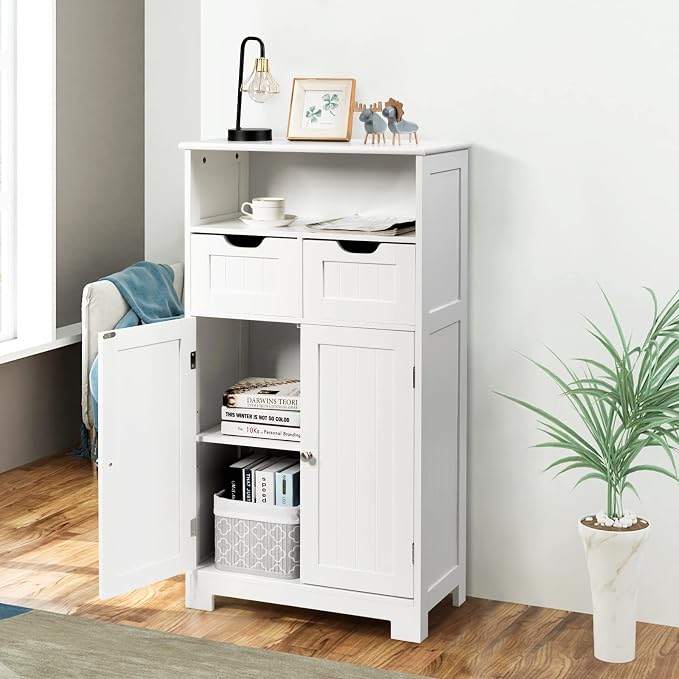 COSTWAY Bathroom Storage Cabinet, Freestanding Storage Organizer - Image 2