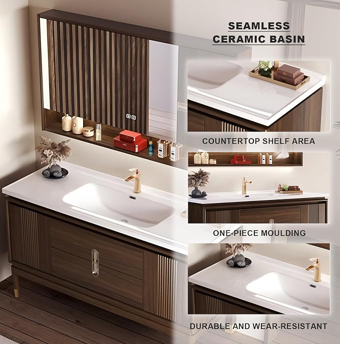Single Sink Bathroom Vanity 64in, Freestanding Bathroom Vanity Includes Smart - Image 6