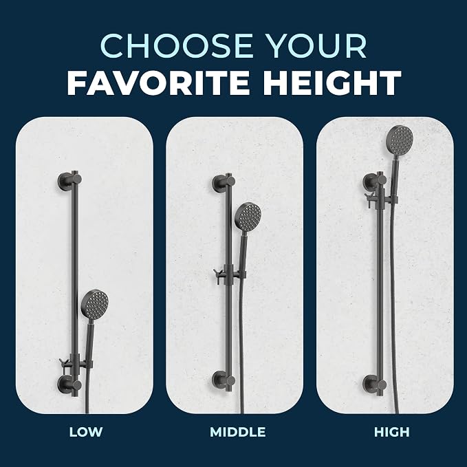 HammerHead Showers® Solid Metal 27.5 Inch Shower Slide Bar Set and Handheld - Image 6