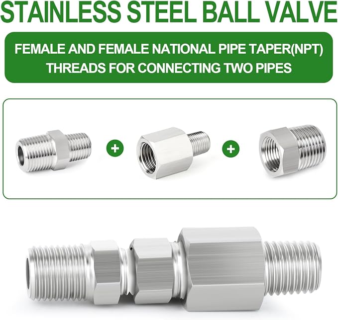 TAISHER 10PCS 304 Stainless Steel Pipe Fitting, 1/8" NPT Male x 1/4" NPT Female - Image 6