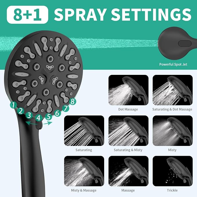 Filtered Shower Head with Handheld Combo, Hard Water Filter Shower Head with 9 - Image 4