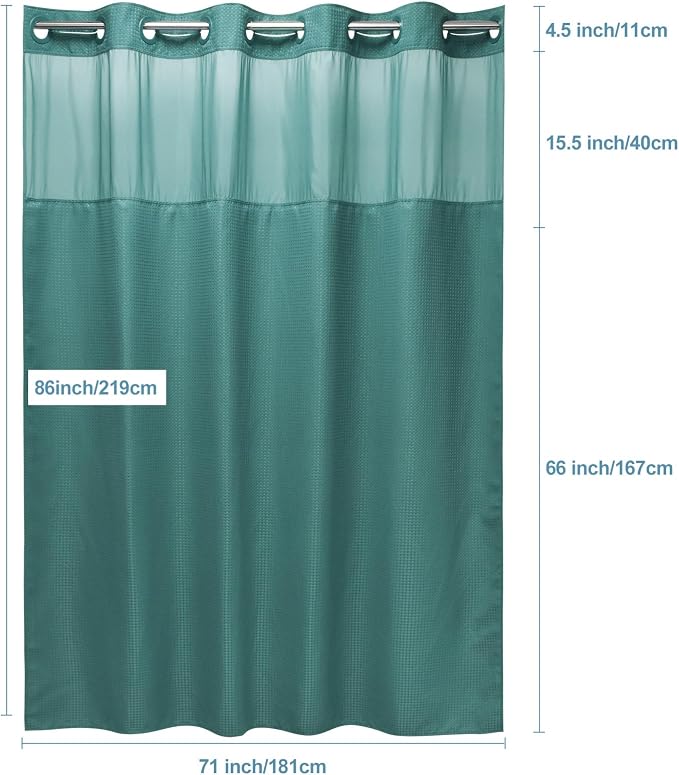 Seaweed Green Long No Hook Shower Curtain - Image 7