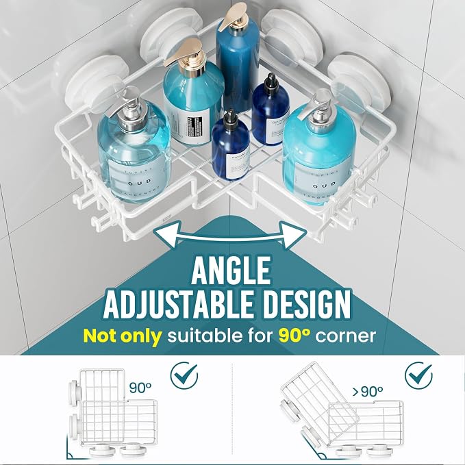 TAILI Corner-adaptive Suction Cup Shower Caddy 2 Pack, Stainless Steel - Image 3