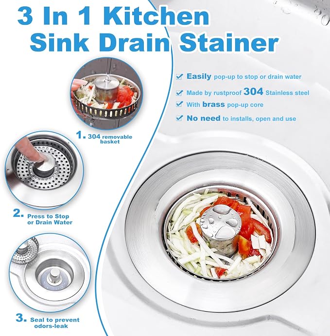 2 Pack Kitchen Sink Drain Strainer & Stopper - Image 2