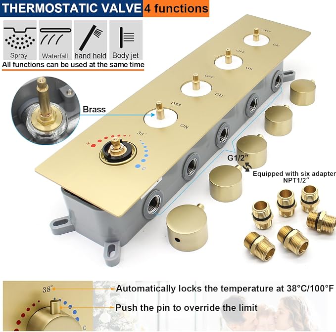 Multi Full Body Thermostatic Luxury Spa Shower System And 14x20 Inch LED 4 - Image 4