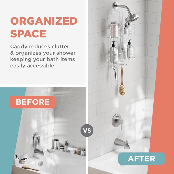 Zenna Home Shower Caddy Hanging Bathroom Organizer, Steel Shower Shelves - Image 6