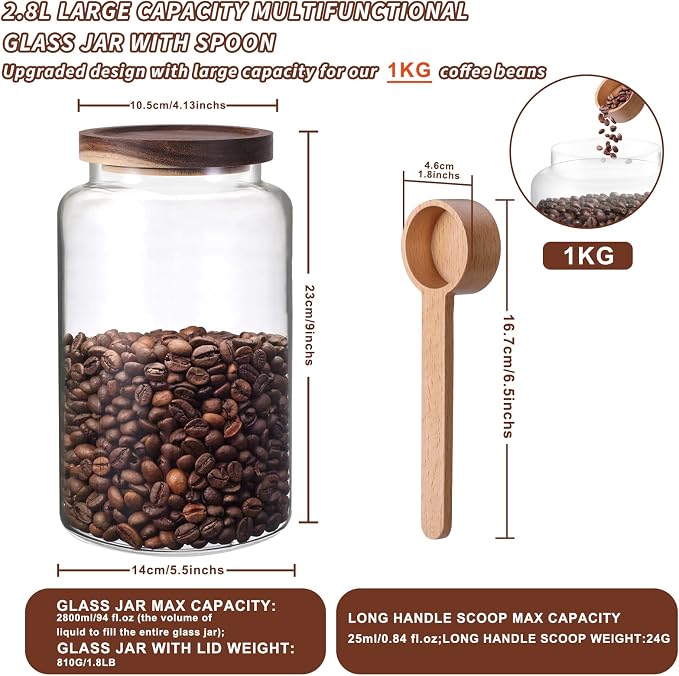 Large Glass Coffee Storage Jar - Image 3