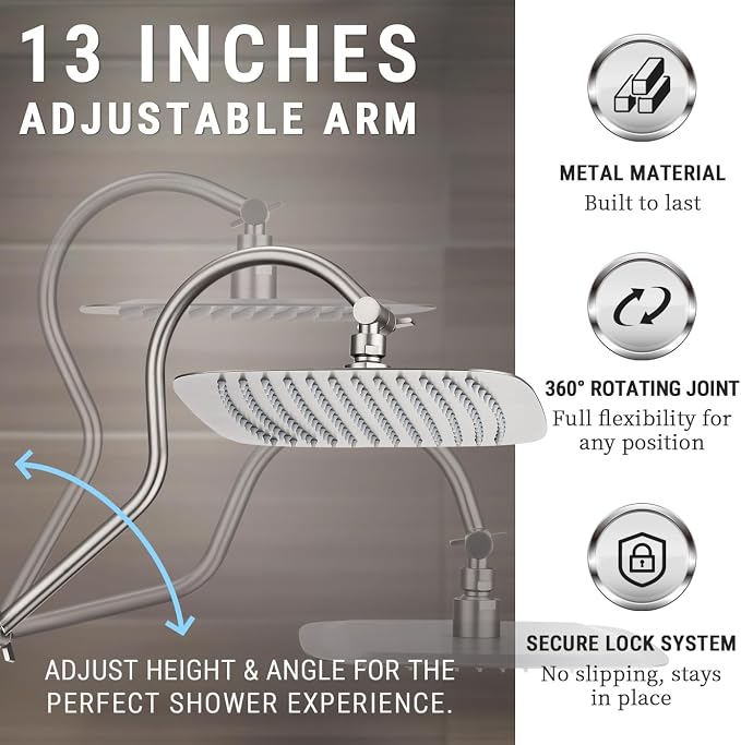 G-Promise 14 Inches Shower Faucet Sets Complete, All Metal Rainfall Shower Head - Image 5