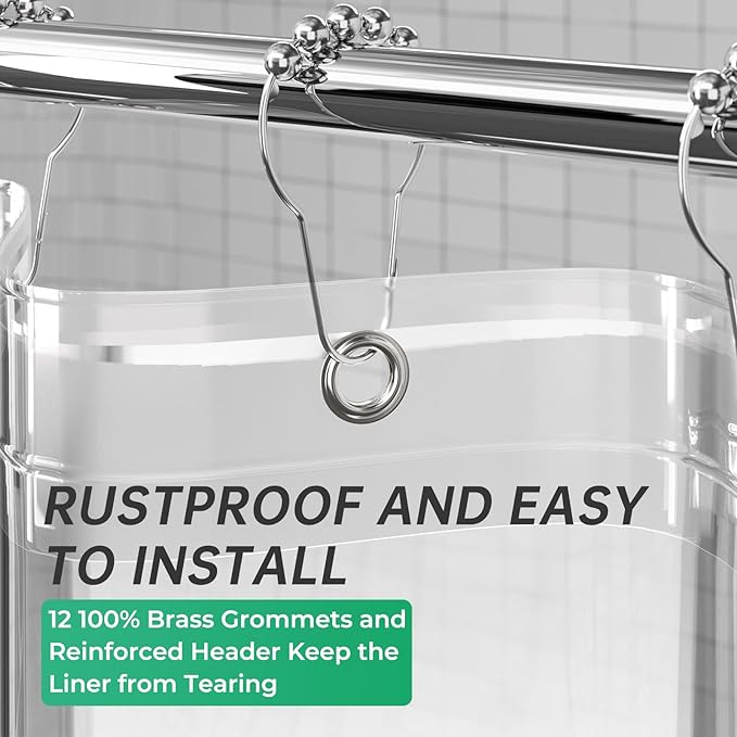 AmazerBath Plastic Shower Curtain, 70 x 72 Inches PEVA Heavy Duty Clear Shower - Image 5
