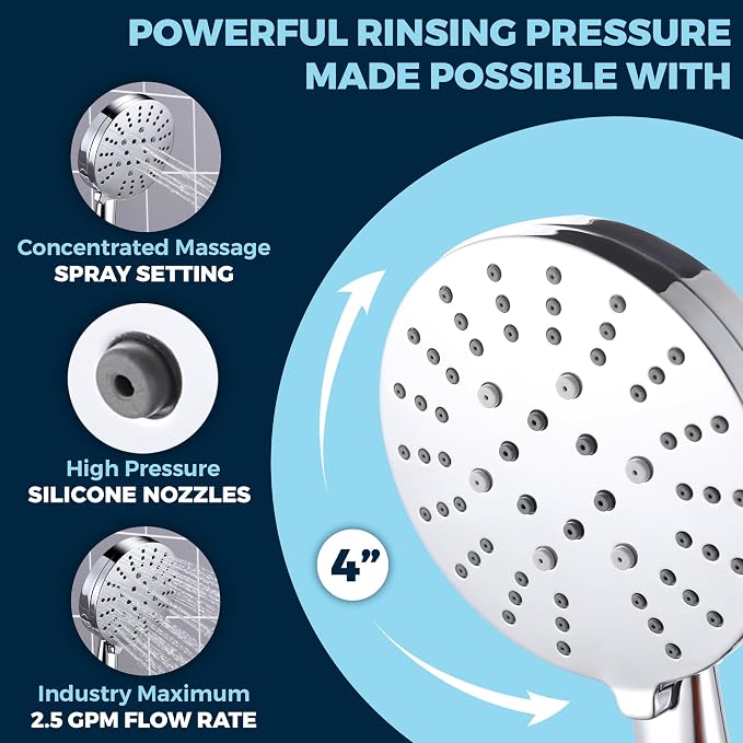 HammerHead Showers® Solid Metal 3-Spray Handheld Shower Head - Image 5