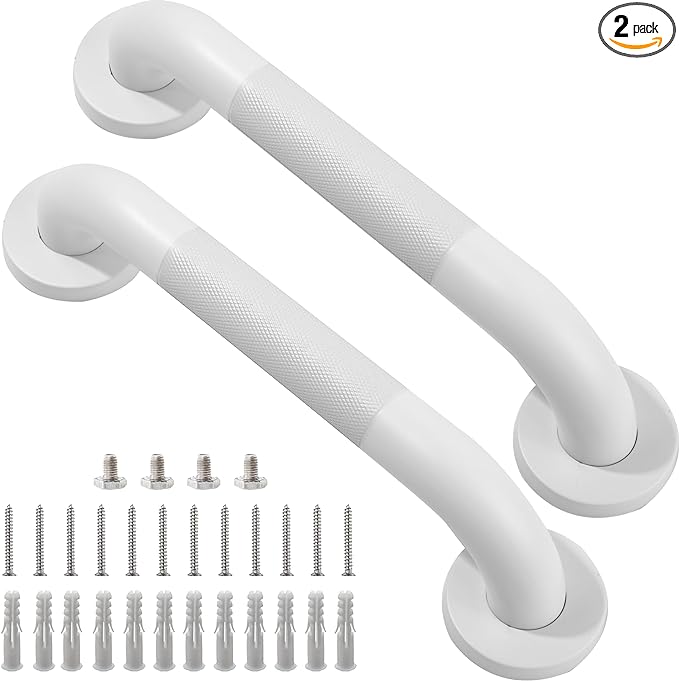Shower Grab Bar, 2 Pack 12 Inch White Bathroom Grab Bar, 1.25" Diameter 304 by Rackickyer