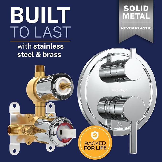 HammerHead Showers Solid Metal Shower Valve and Trim Kit, Two-Handle Volume and - Image 5