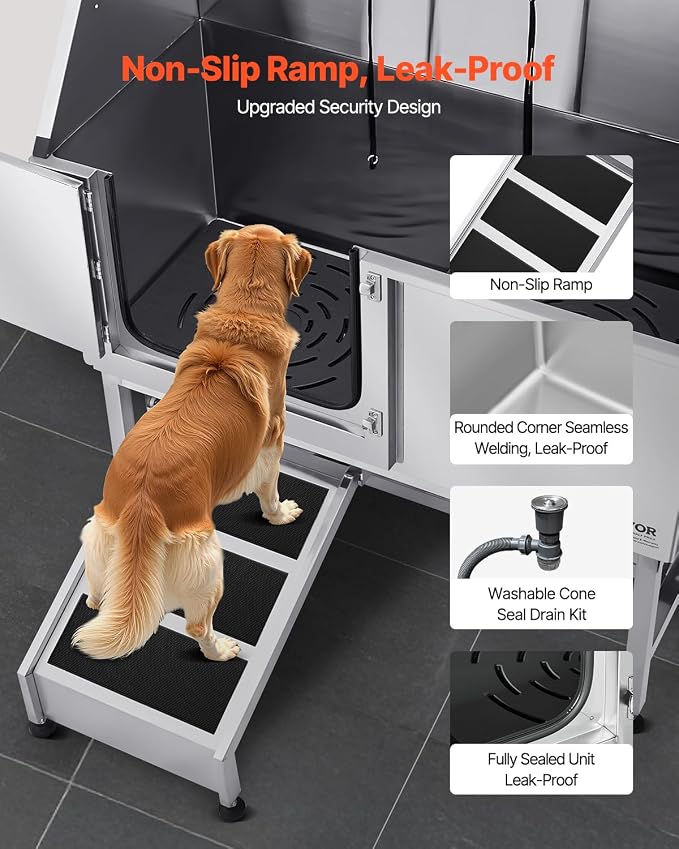 VEVOR Stainless Steel Dog Washing Station, Professional 62 inch Pet Grooming - Image 3