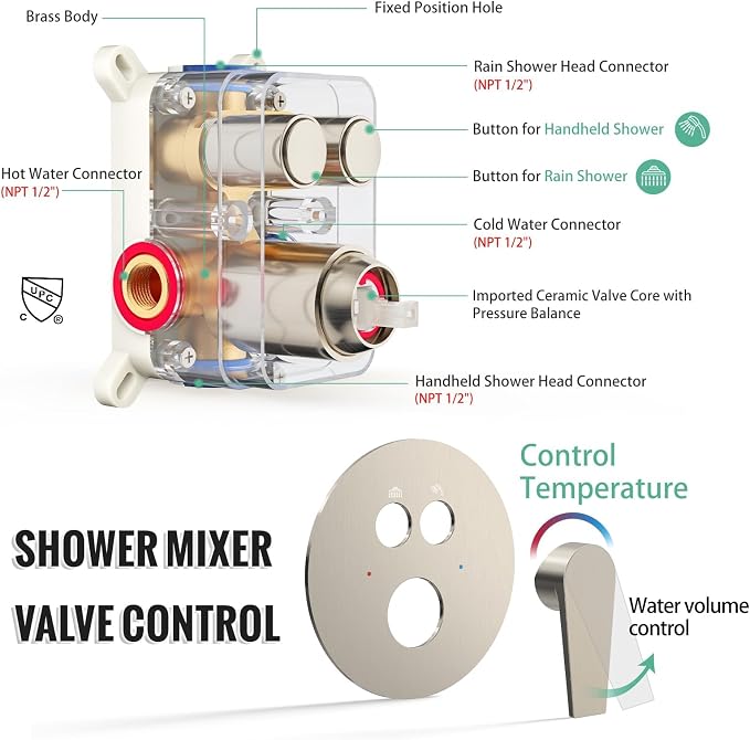 SR SUN RISE Shower System: 12 Inch Rainfall Shower Head - Image 7