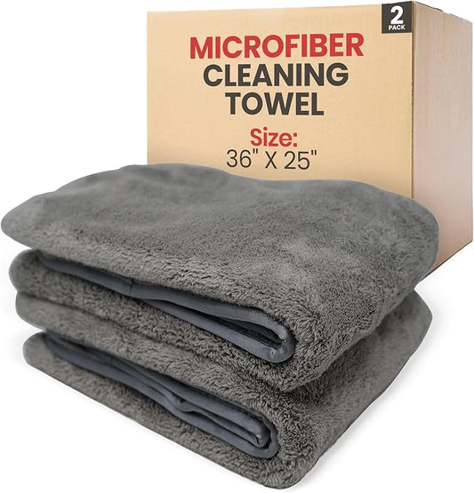 Platinum Microfiber Towels for Cars Extra Large Towel Set of 2 Drying Towels by AllGuard