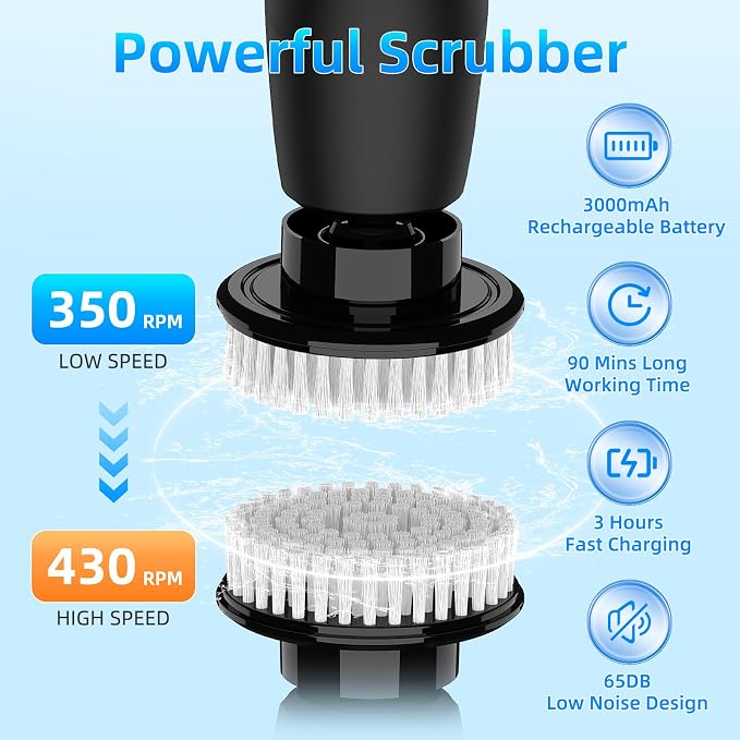 Black Electric Spin Scrubber, Cordless Spin Scrubber - Image 4