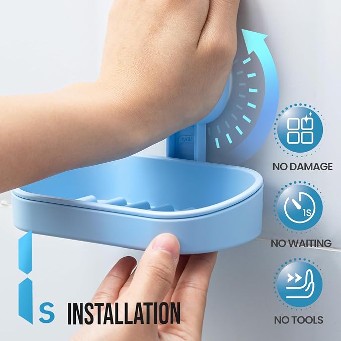 TAILI Soap Dish Bar Holder Suction Cup, SoapSaver - Image 2
