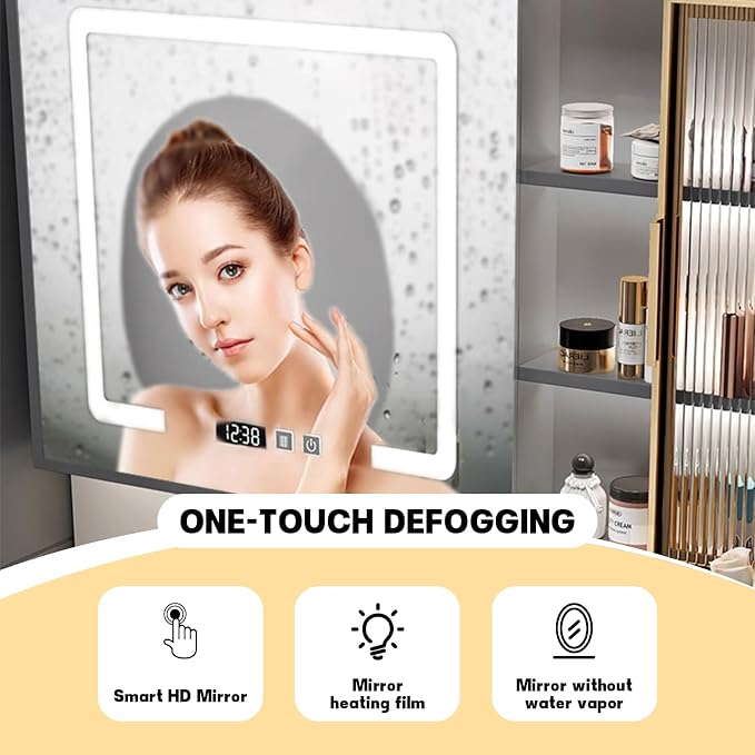 28" Bathroom Vanity with Sink, Floating Bathroom Cabinet Include Smart LED - Image 5