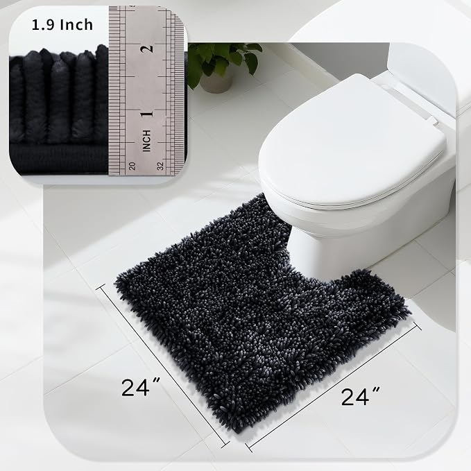 Yimobra Toilet Rugs U Shaped Washable, Extra Thick Soft Absorbent Chenille - Image 2