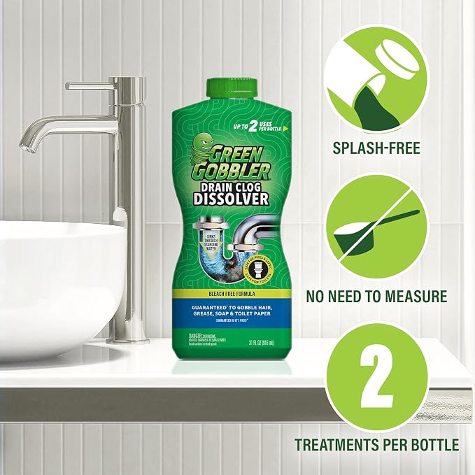 Green Gobbler Drain Clog Dissolver | Powerful Liquid Drain Opener & Toilet Clog - Image 4