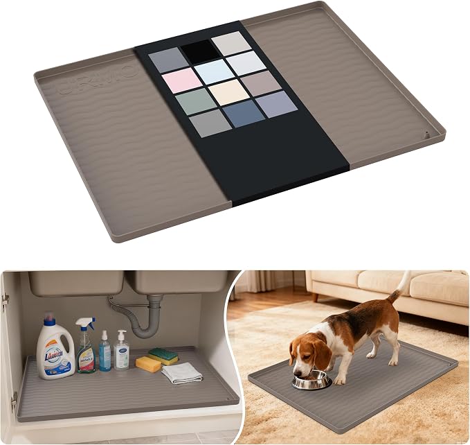 URMONA Waterproof Silicone Under Sink Mat 25'' x 19'' Shelf Liner by URMONA