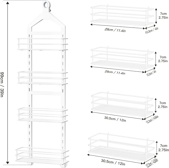 Orimade 4 Tier Adjustable Anti-slip Shower Caddy Over Shower Head, Rustproof - Image 8