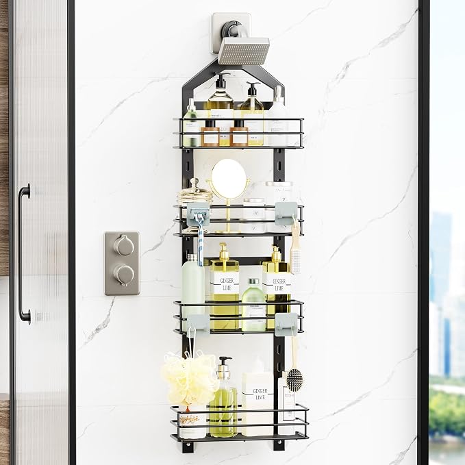 Orimade Adjustable Anti-slip Hanging Shower Caddy over Shower Head, Rustproof - Image 2