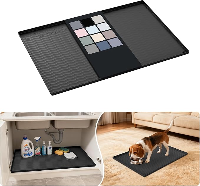 URMONA Waterproof Silicone Under Sink Mat 28'' x 22'' Shelf Liner by URMONA