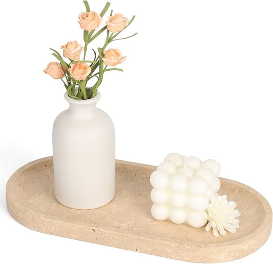 Natural Travertine Vanity Tray for Bathroom Countertop, Marble Tray for Jewelry by Unknown
