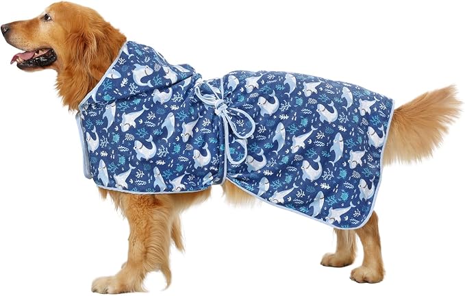 HDE Dog Bathrobe Super Absorbent Quick Drying Puppy Towel Wrap Coat Adjustable - Image 3