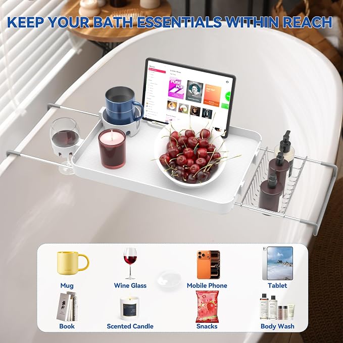 Bathtub Tray Caddy Expandable Bath Tray - Image 3