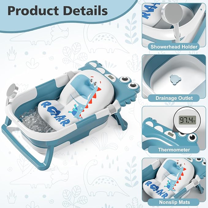 Collapsible Baby Bathtub for Newborn, Foldable Baby Bath Tub - Image 2