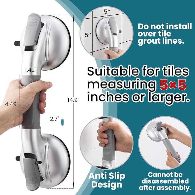TAILI Grab Bars for Bathtubs and Showers, 2 Pack Shower Handles for Elderly - Image 2