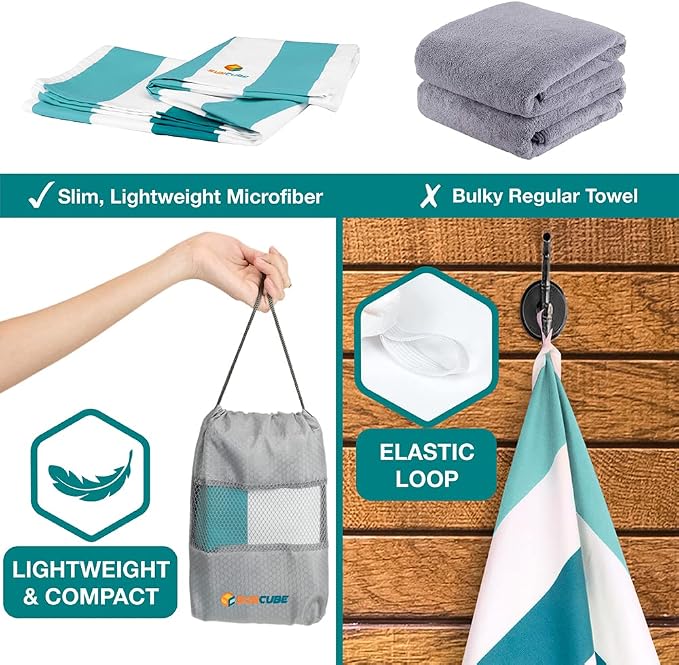 SUN CUBE Microfiber Beach Towel, Quick Dry Sand Free Beach Towel, Lightweight - Image 5