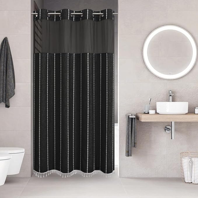 No Hook Stall Shower Curtain by EACHOPE