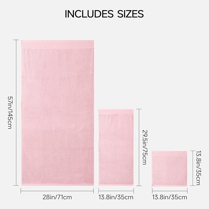 REDKISS Luxury 8-Piece Pink Towel Set, 2 Bath Towels, 2 Hand Towels, 4 - Image 3