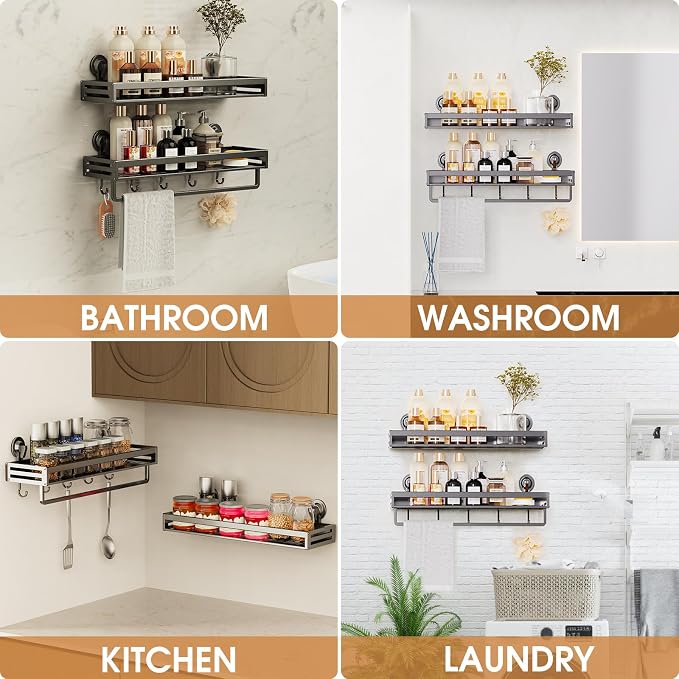 Shower Caddy Suction Cup, 15.8 inch 2 Pack Suction Shower Shelf - Image 5